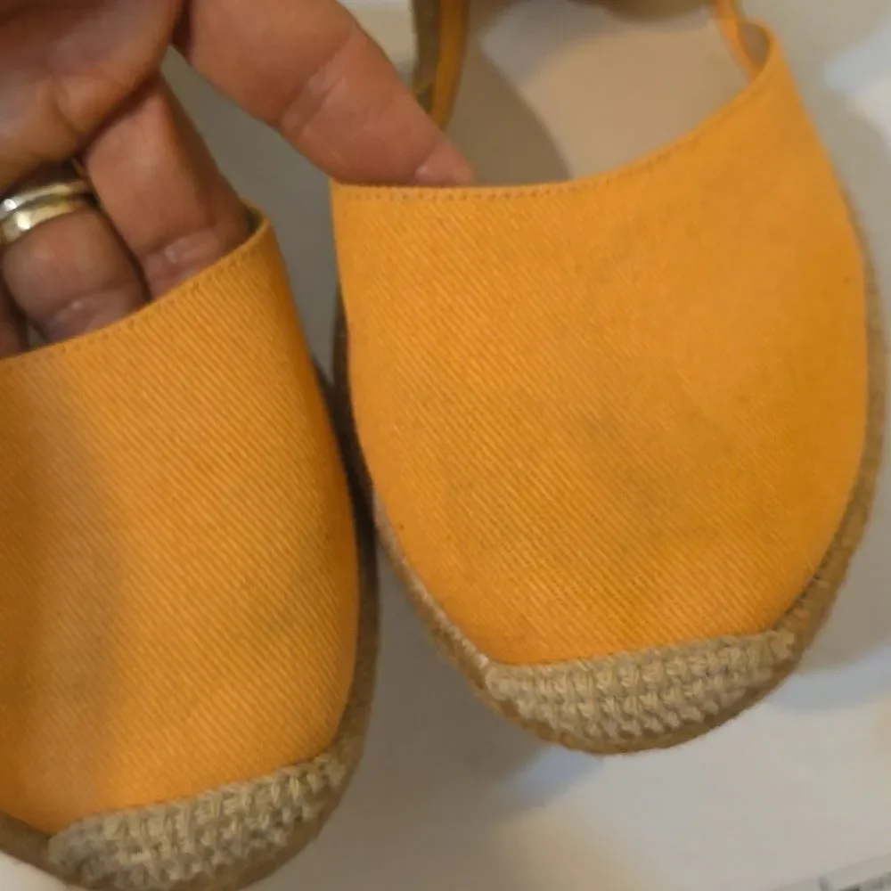 Stuart Weitzman Women’s Orange Espadrille Platform Wedge Sandal Size 8.5‎